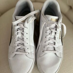 Puma White and Gold Casual Sneakers